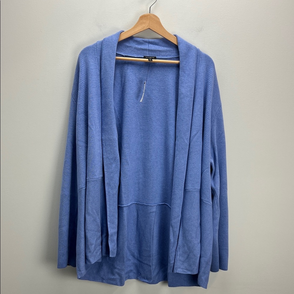 Talbots Cardigan Sweater Open Front Blue Long Womens Plus Size 3X New